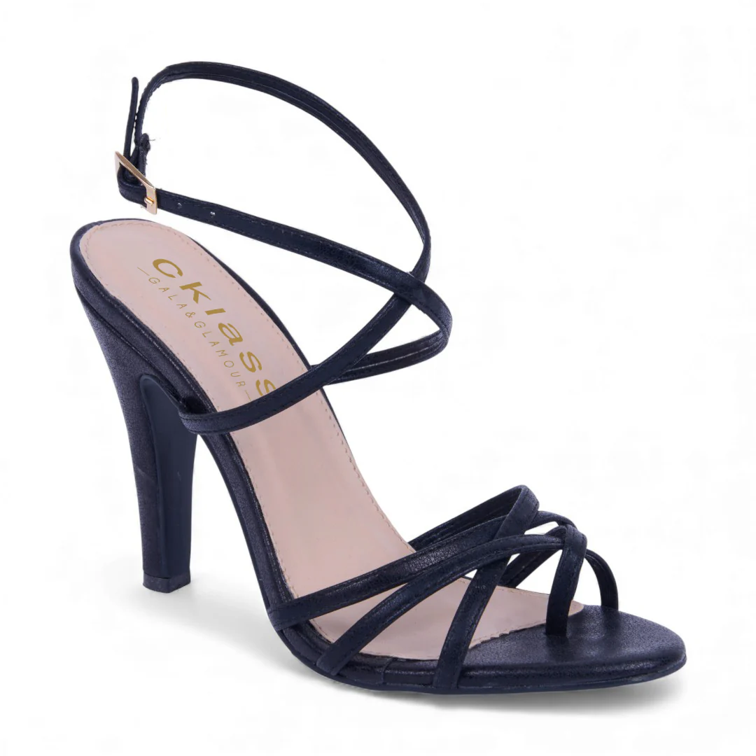 SANDALIA TACÓN NEGRO CON TIRAS 05139