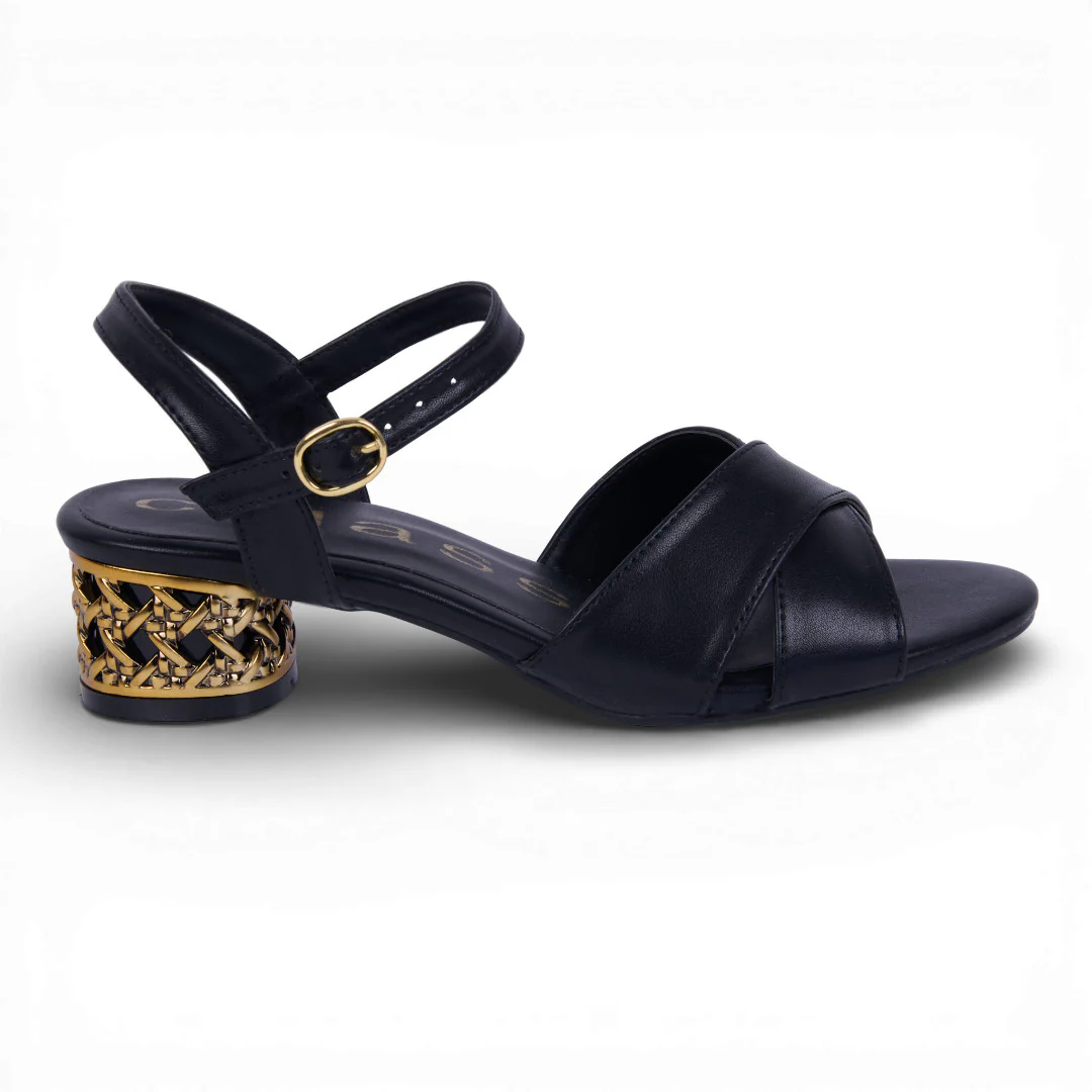 SANDALIA TACÓN REDONDO 4.5CM CRUCE NEGRO 40649 - Image 2