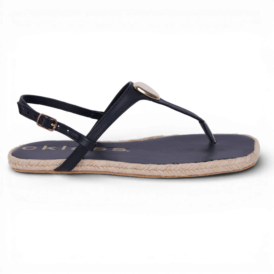 SANDALIA TIPO YUTE CON APLIQUE NEGRO 05284 - Image 2