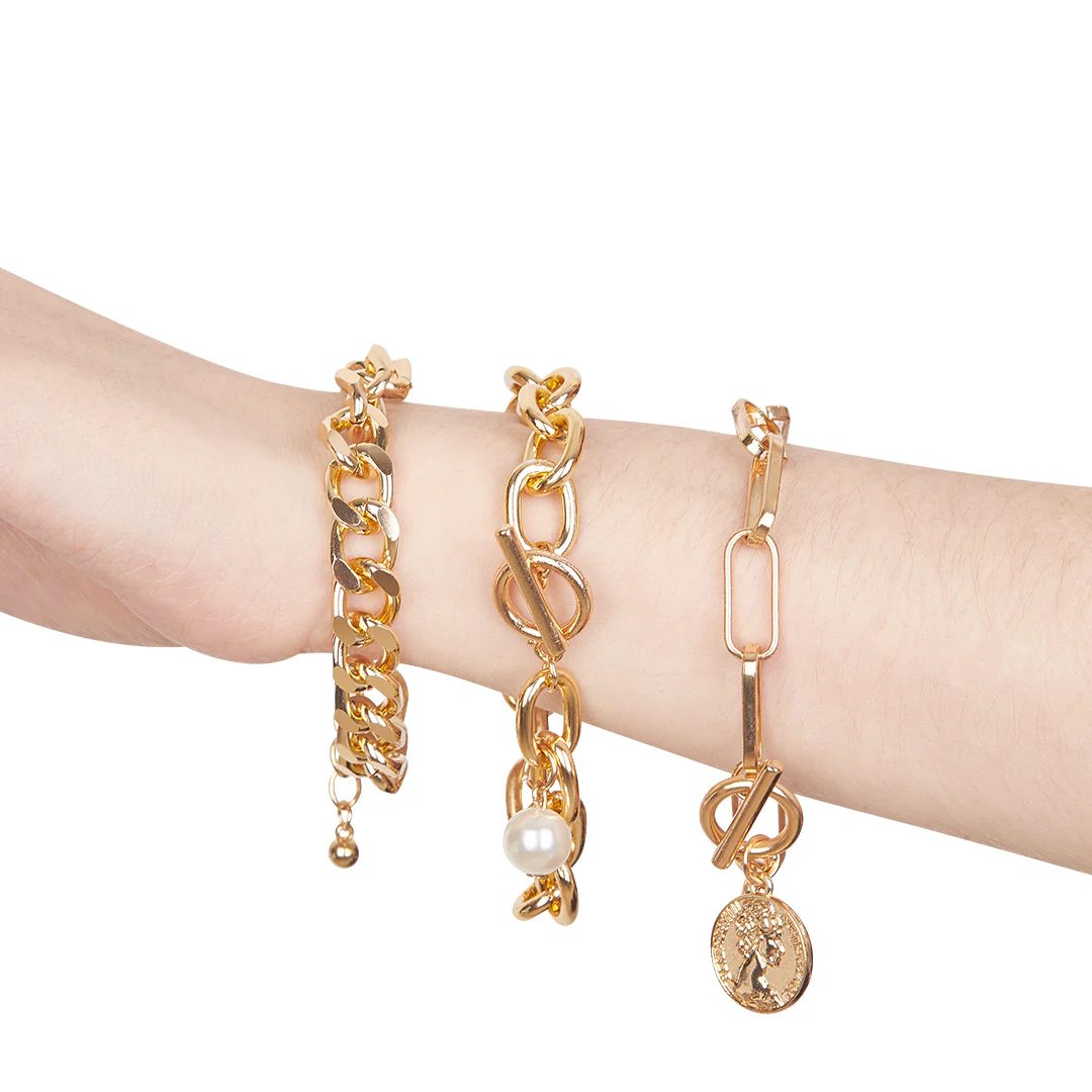 SET 3 PULSERAS COLOR ORO 88860