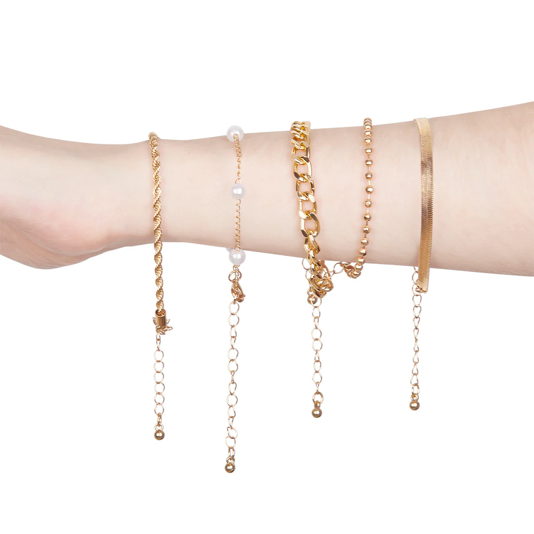 SET DE 5 PULSERAS COLOR DORADO 88862