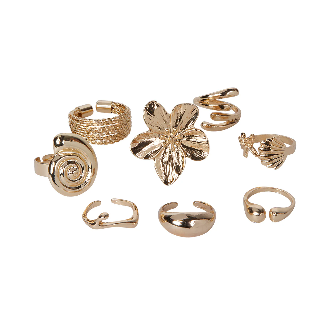 SET DE ANILLOS FIGURAS DORADO 94057