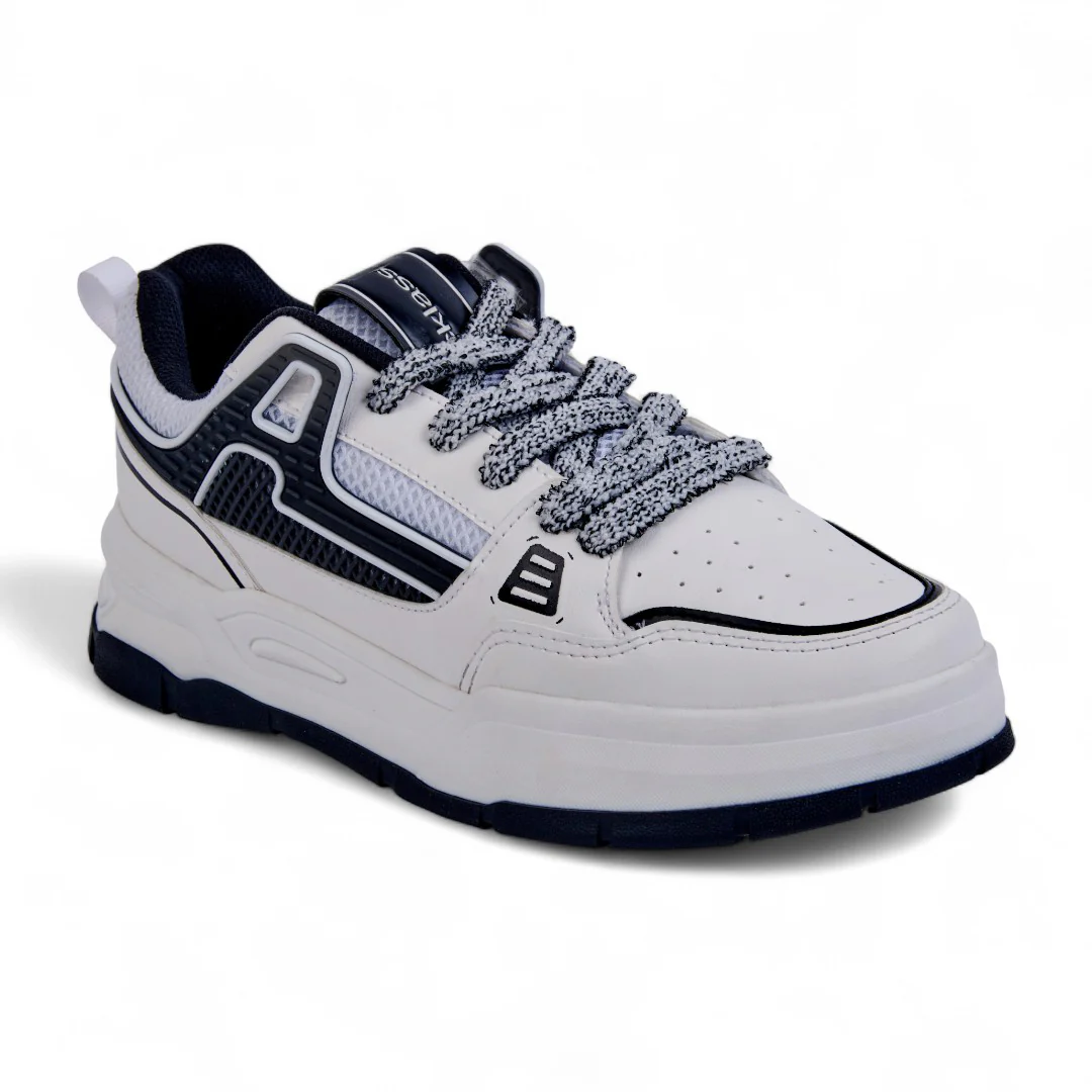 TENIS DE PISO BLANCO CON CINTAS Y DETALLE EN NEGRO 03931