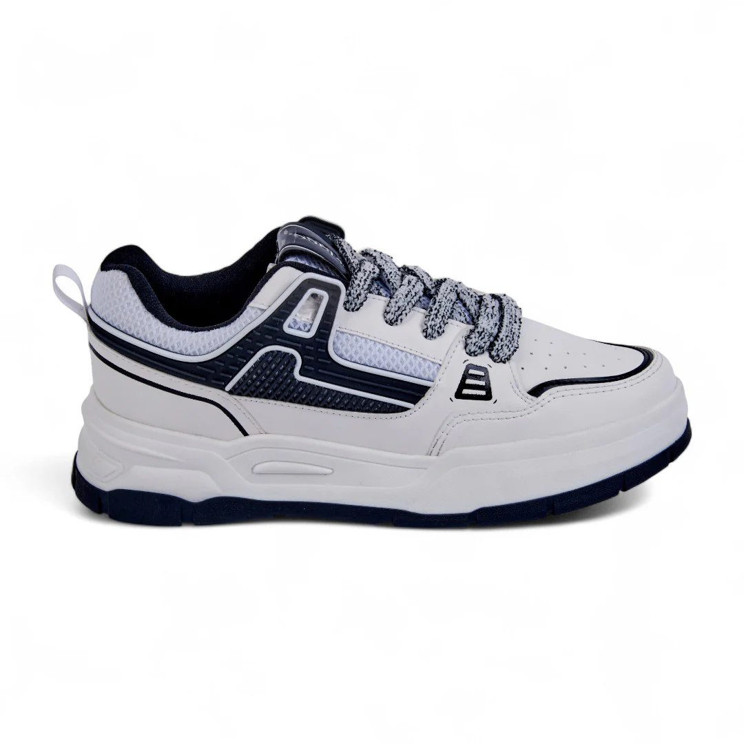 TENIS DE PISO BLANCO CON CINTAS Y DETALLE EN NEGRO 03931 - Image 2