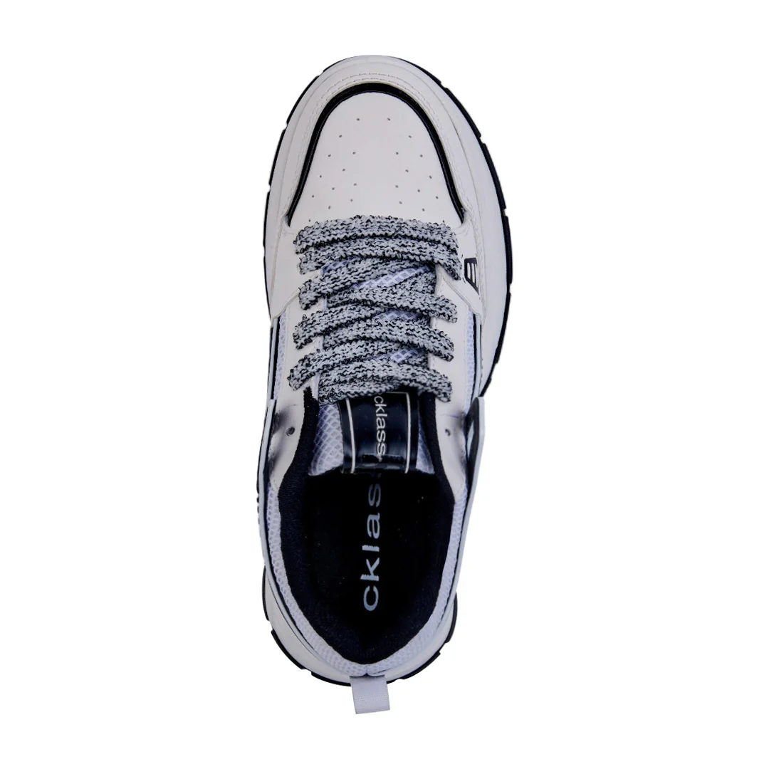 TENIS DE PISO BLANCO CON CINTAS Y DETALLE EN NEGRO 03931 - Image 5