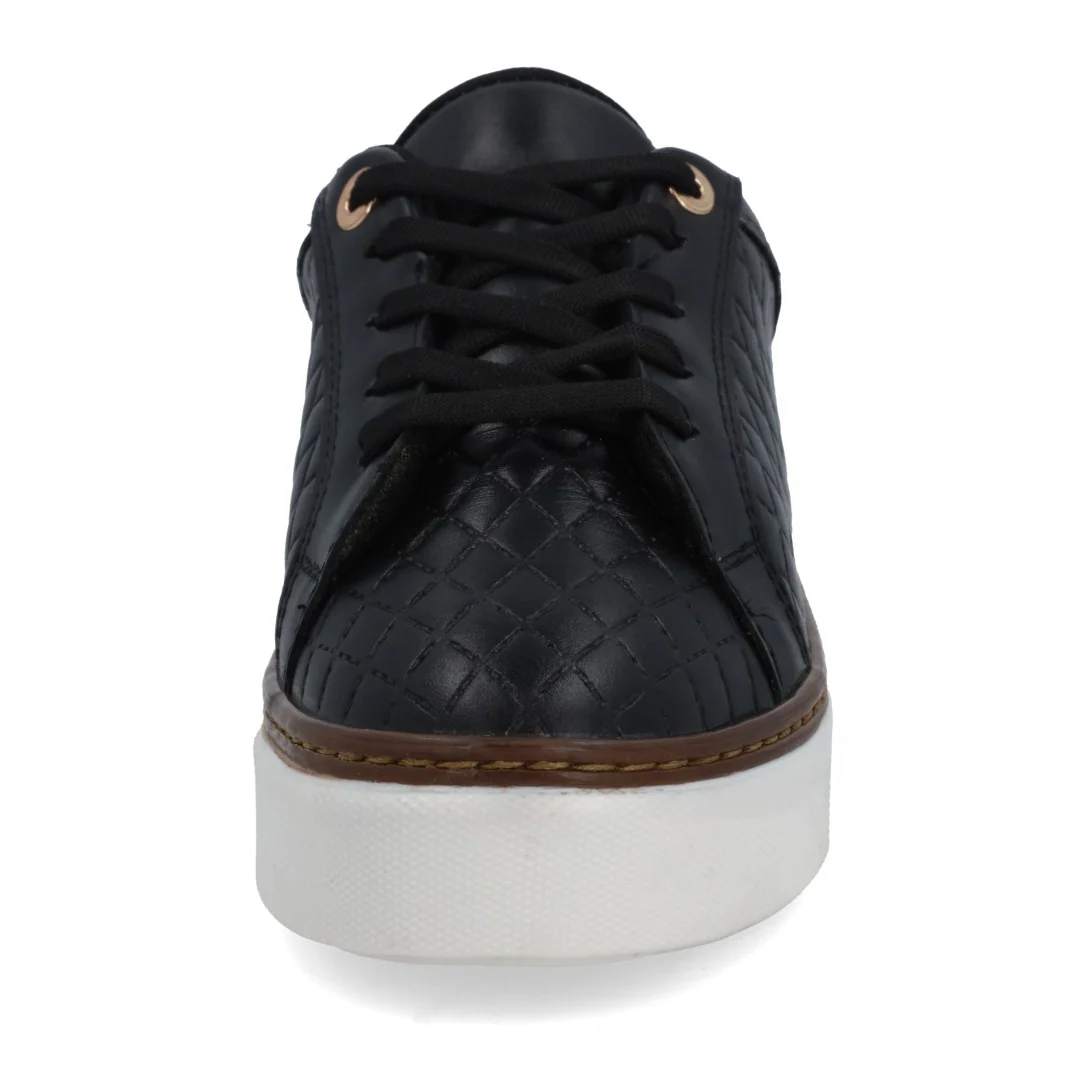TENIS DE PISO NEGRO DE PIEL CON CINTAS 87221 - Image 3