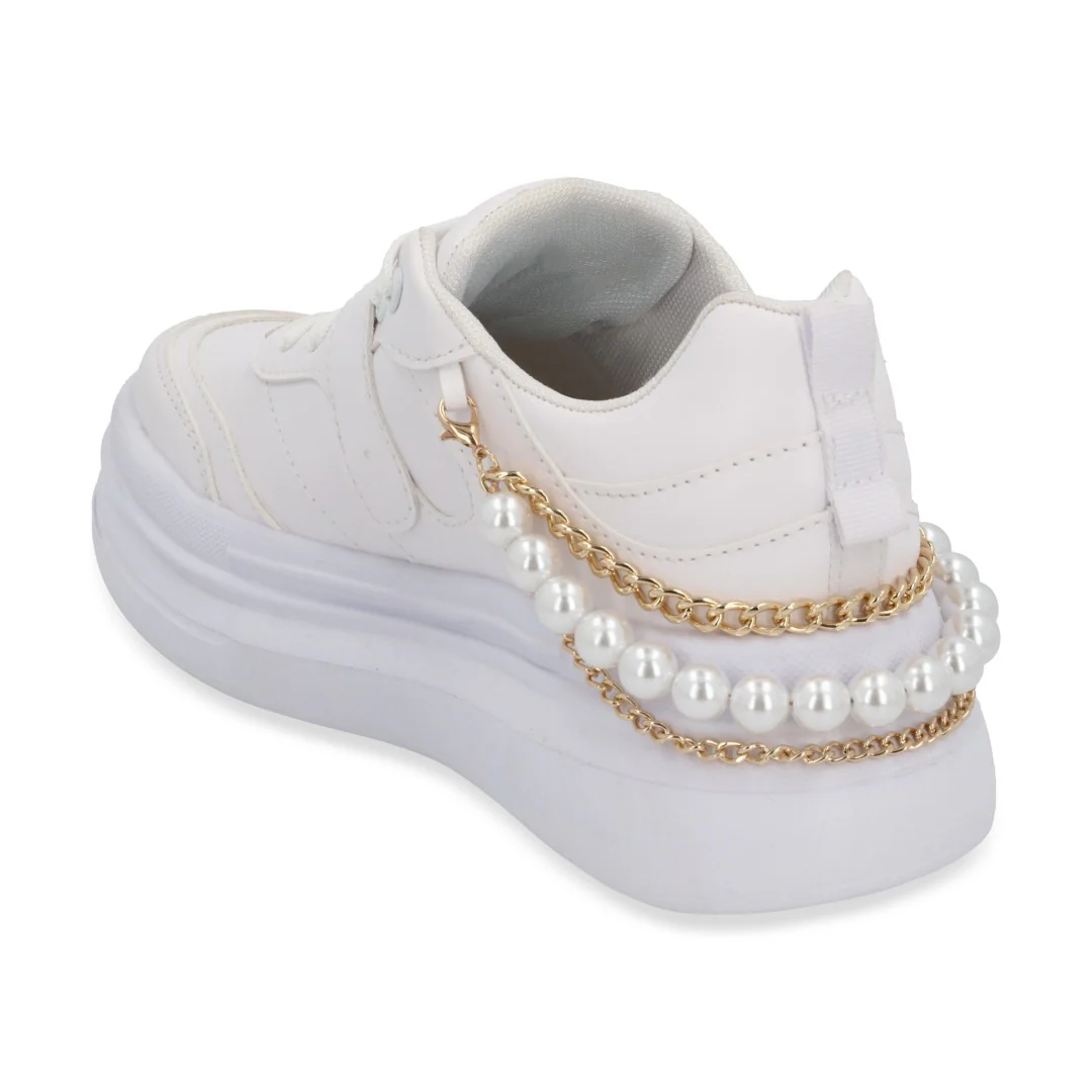 TENIS DE PLATAFORMA BLANCO CON CADENAS Y PERLAS 32850 - Image 3