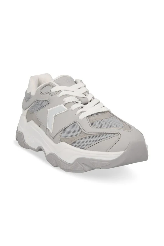 TENIS DE PLATAFORMA GRIS CON CINTAS 20760