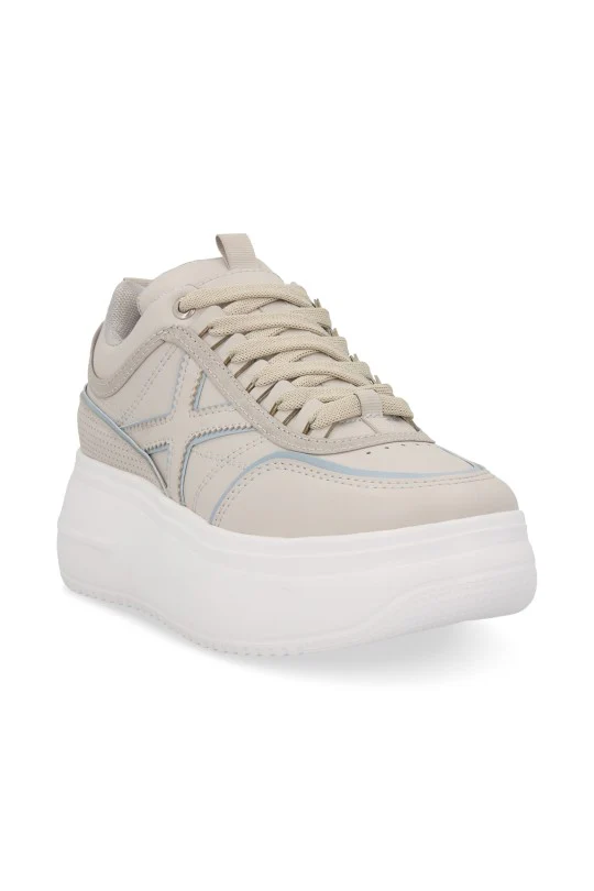 TENIS DE PLATAFORMA GRIS CON CINTAS 32839