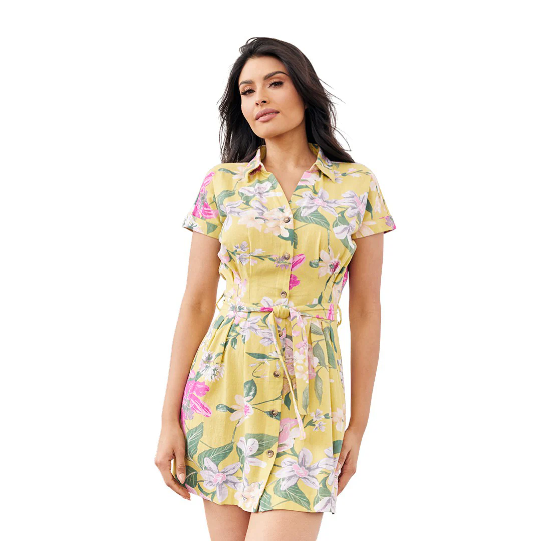 VESTIDO CAMISERO CORTO ESTAMPADO MULTICOLOR 91172 - Image 3