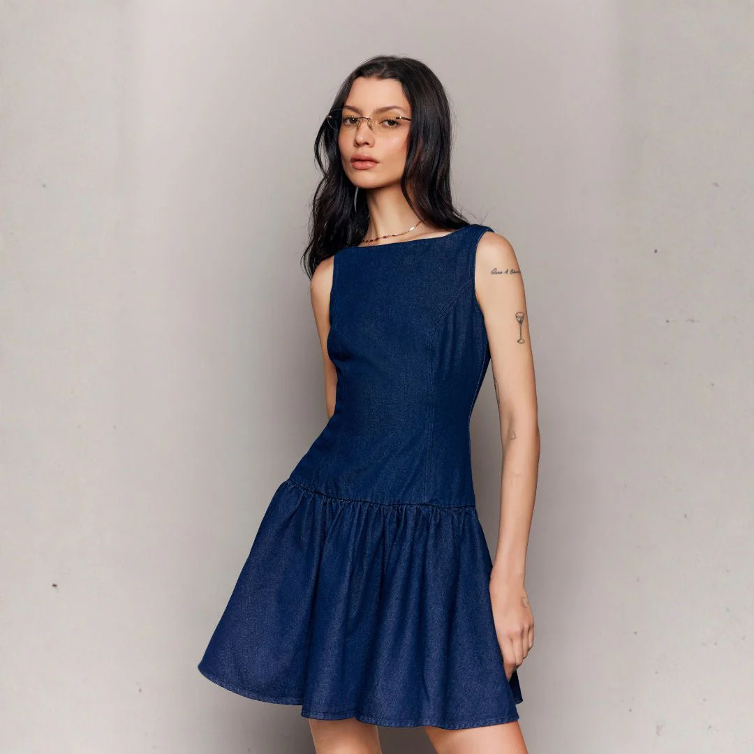 VESTIDO DENIM CORTE A MEZCLILLA 92147