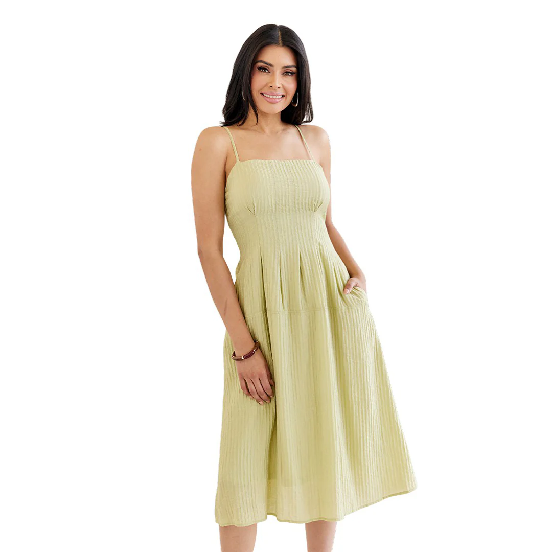 VESTIDO LARGO TIRANTES DELGADOS VERDE 94225 - Image 2
