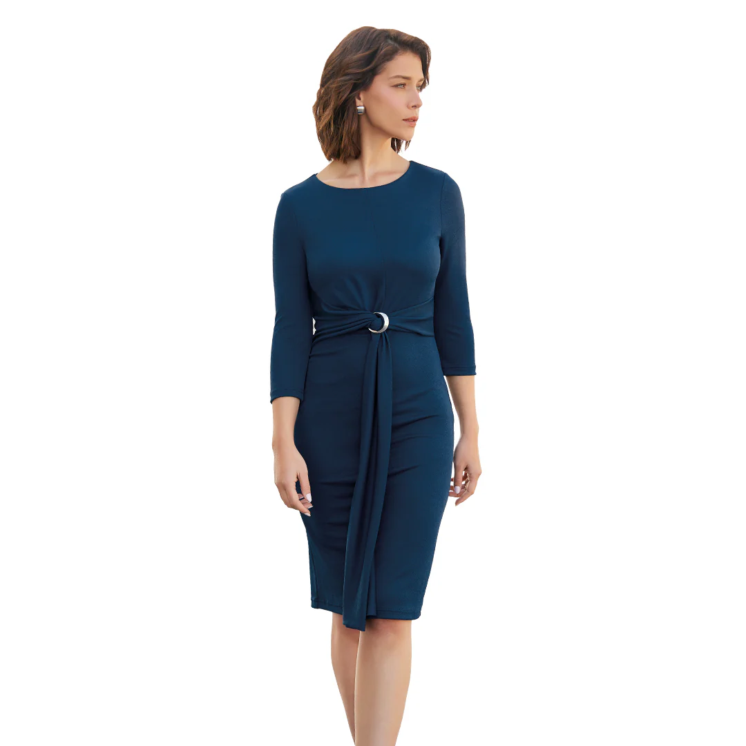 VESTIDO MARINO BODYCON CON HERRAJE 93061