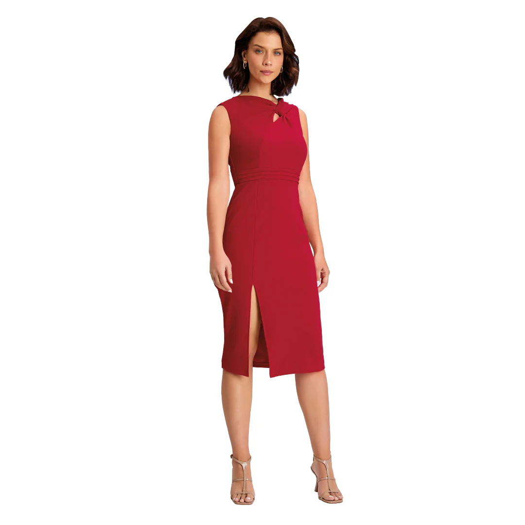 VESTIDO ROJO CON ESTOLA 94351