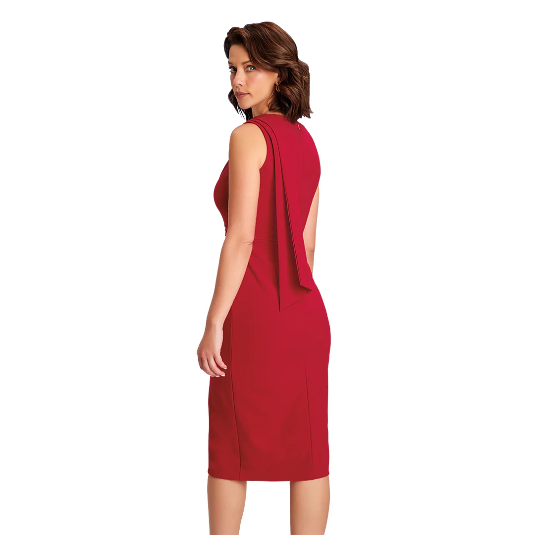 VESTIDO ROJO CON ESTOLA 94351 - Image 2