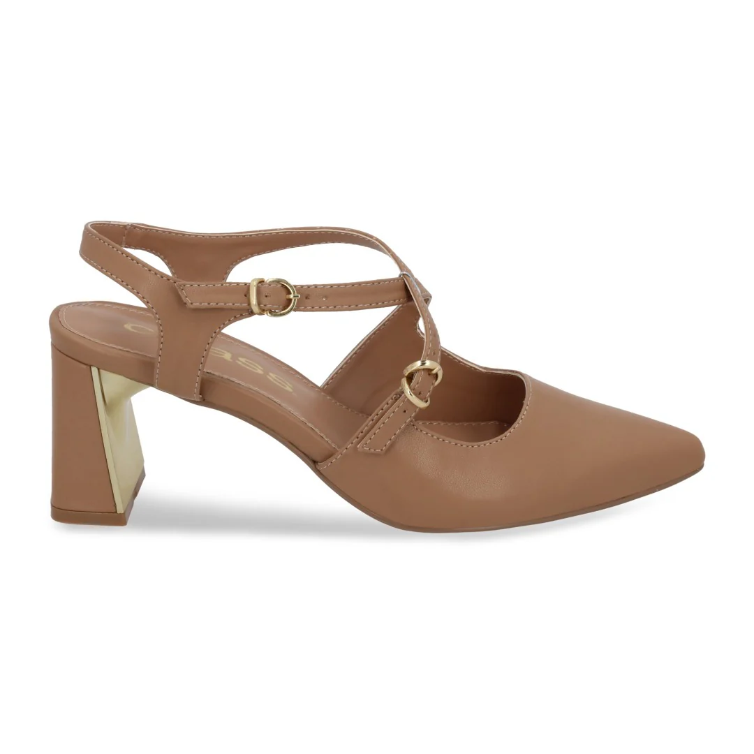ZAPATILLA DE TACÓN BEIGE ACABADO EN PUNTA 73147 - Image 2