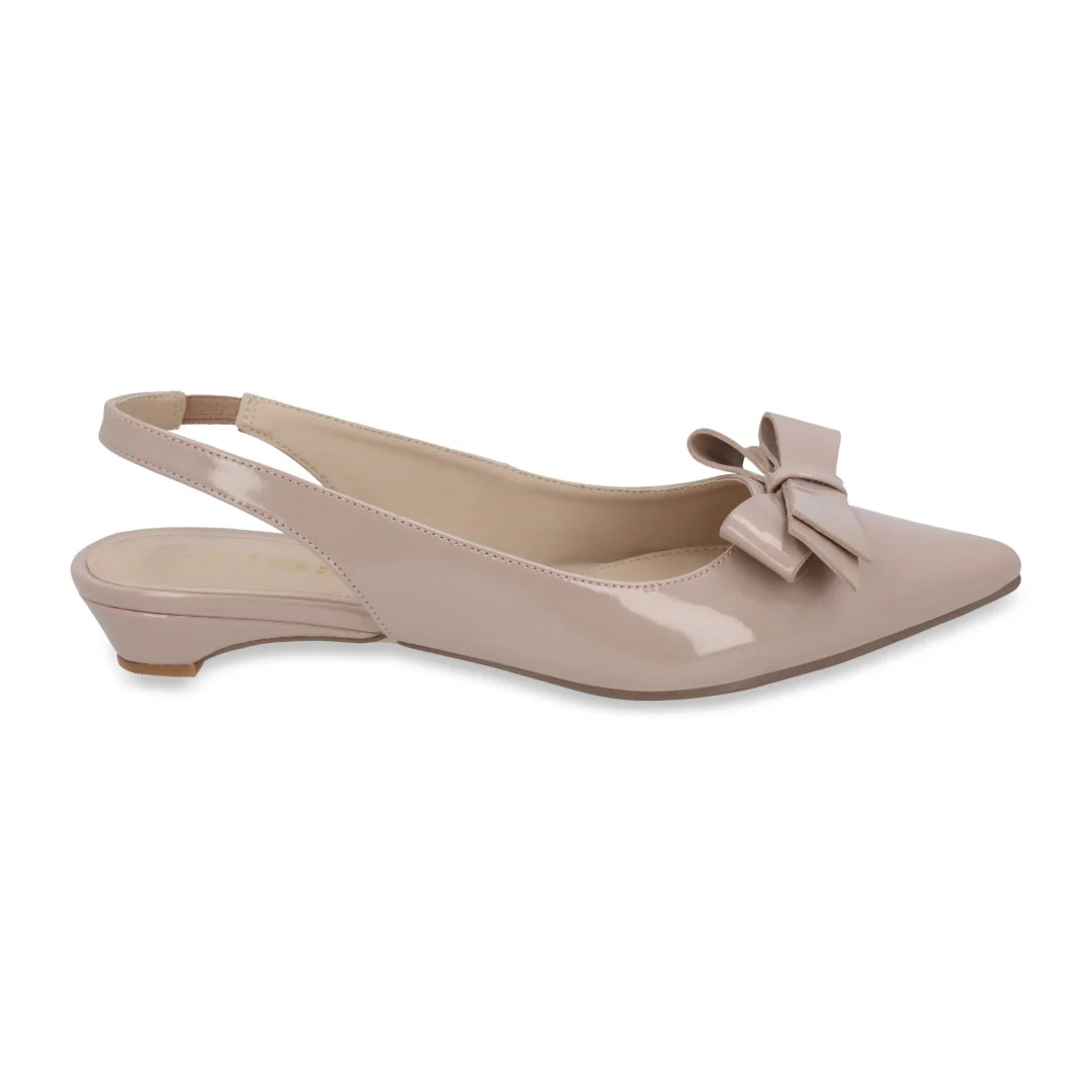 ZAPATILLA DE TACÓN BEIGE CON MOÑO 48921 - Image 2