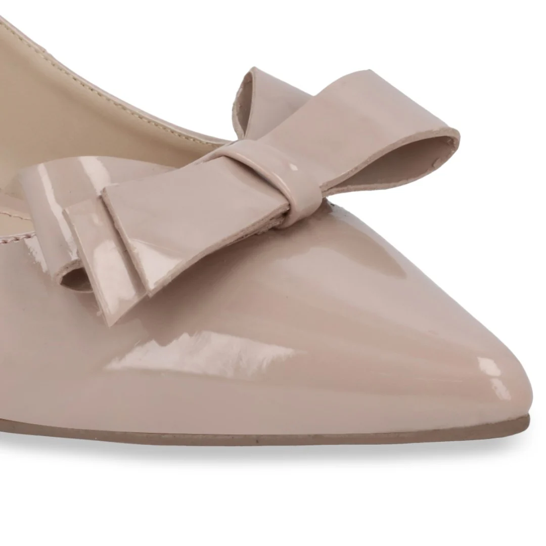 ZAPATILLA DE TACÓN BEIGE CON MOÑO 48921 - Image 6