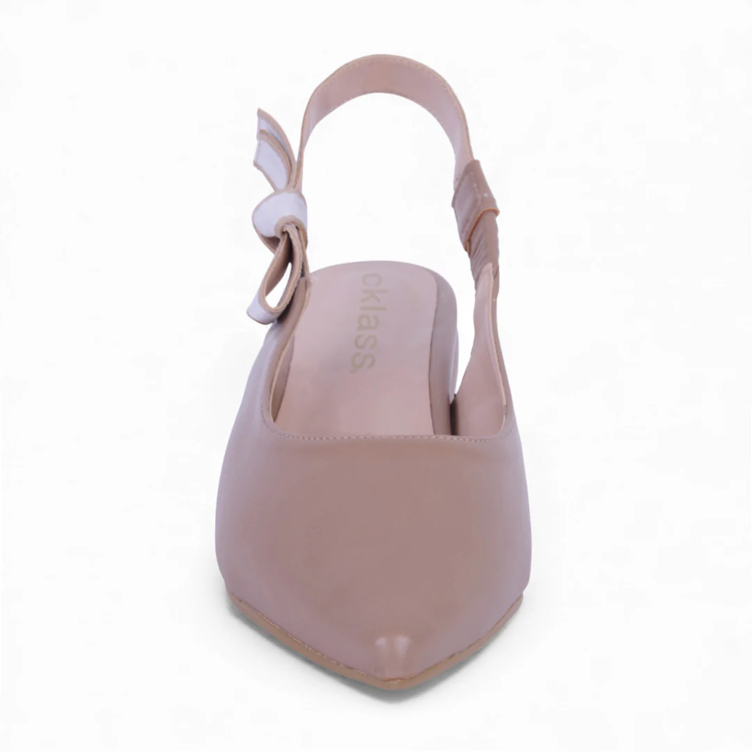 ZAPATILLA DE TACÓN BEIGE CON MOÑO 95891 - Image 4