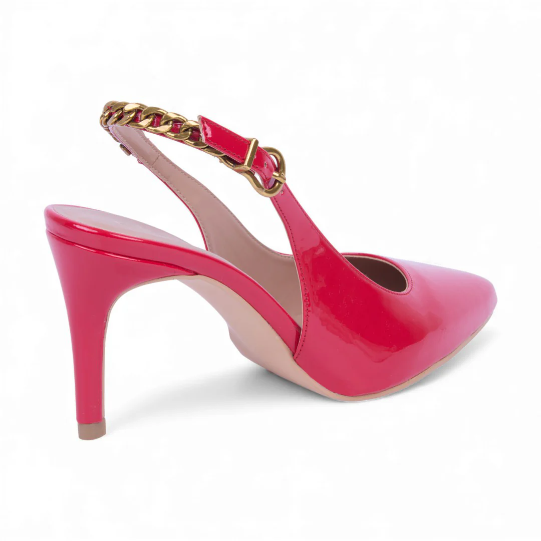 ZAPATILLA DE TACÓN CAFÉ Y ROJO CON CADENA 04744 - Image 4