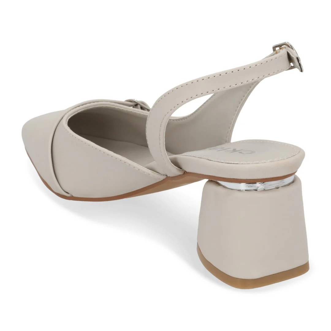 ZAPATILLA DE TACÓN HUESO METALIZADO 32417 - Image 3