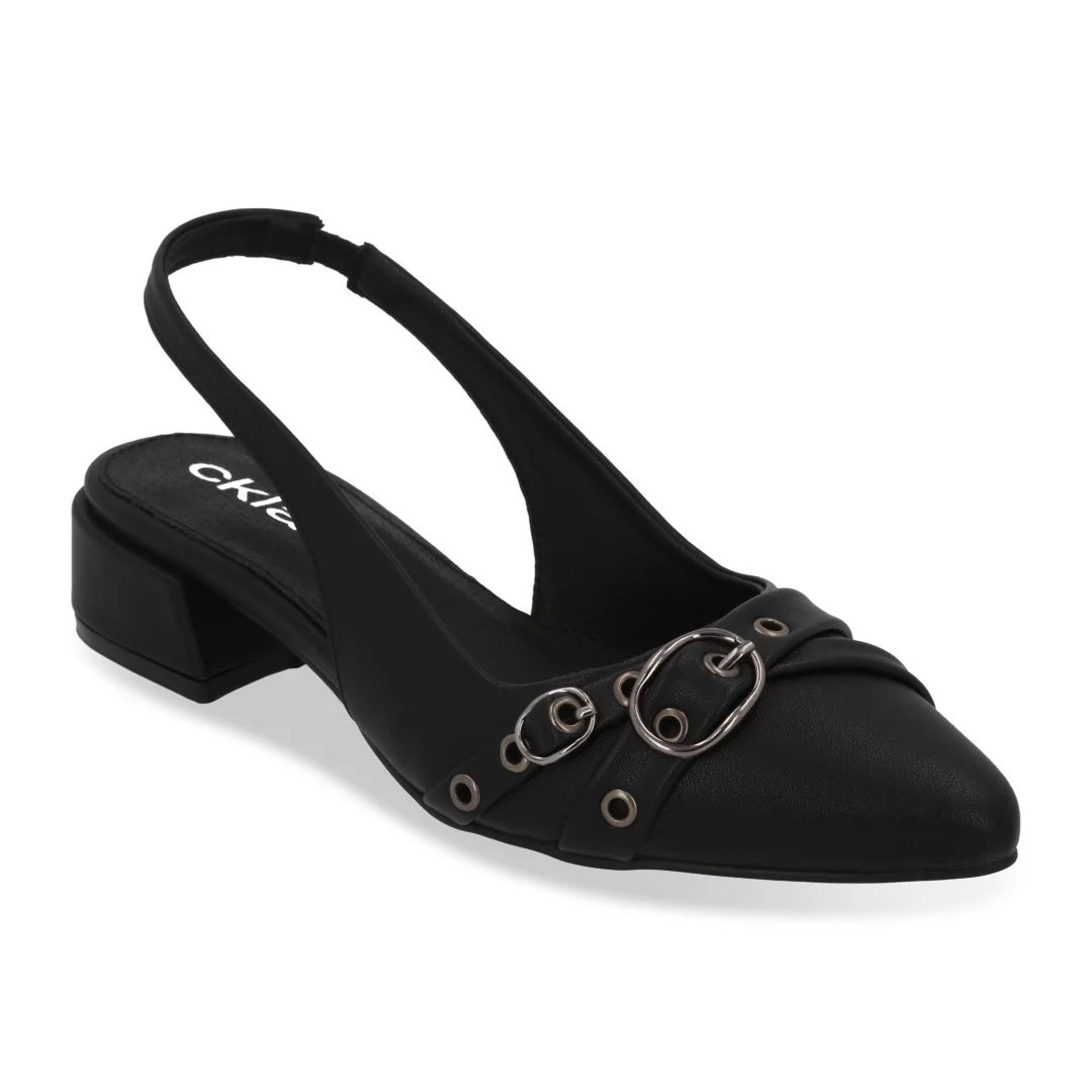 ZAPATILLA DE TACÓN NEGRO CON HEBILLAS 73143