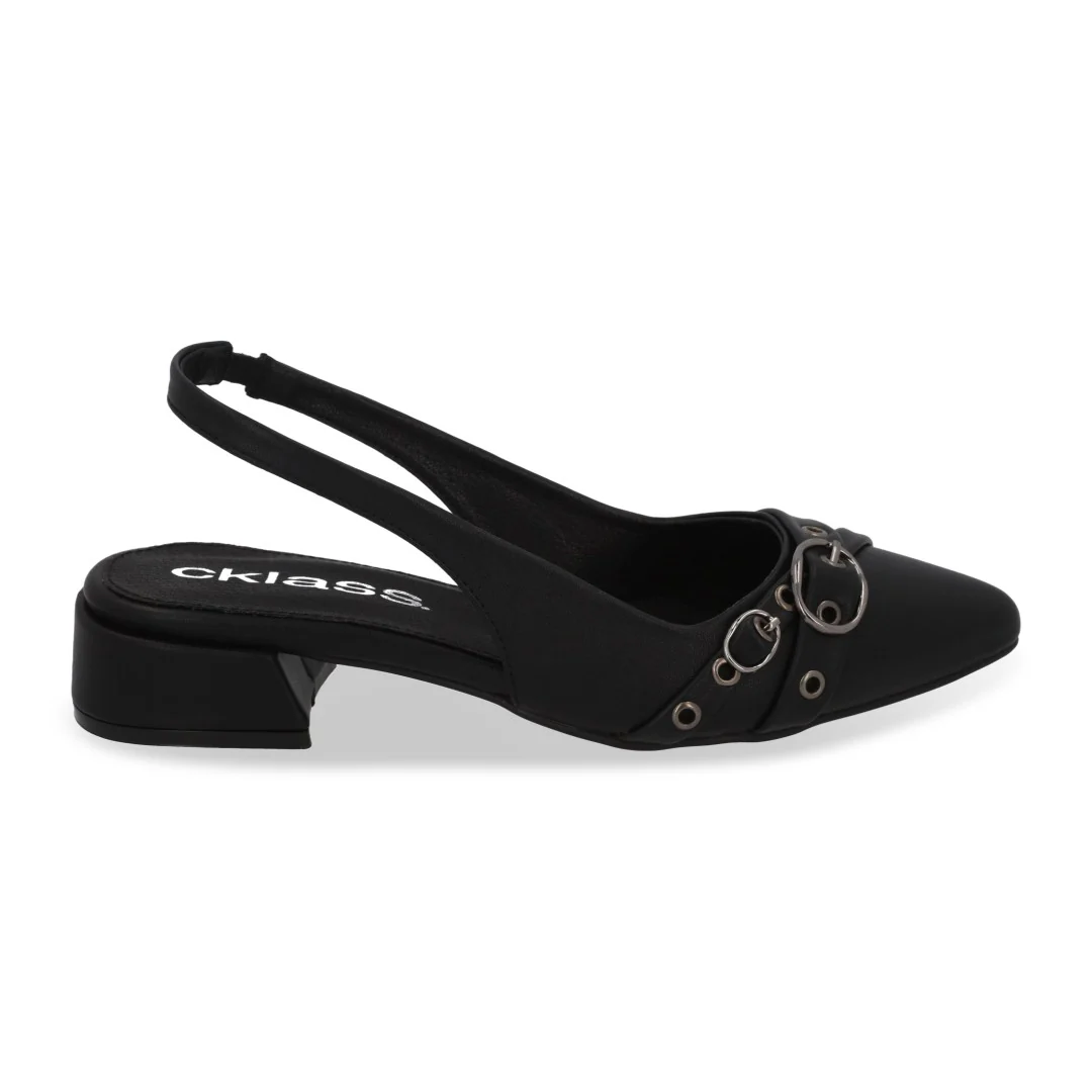 ZAPATILLA DE TACÓN NEGRO CON HEBILLAS 73143 - Image 2