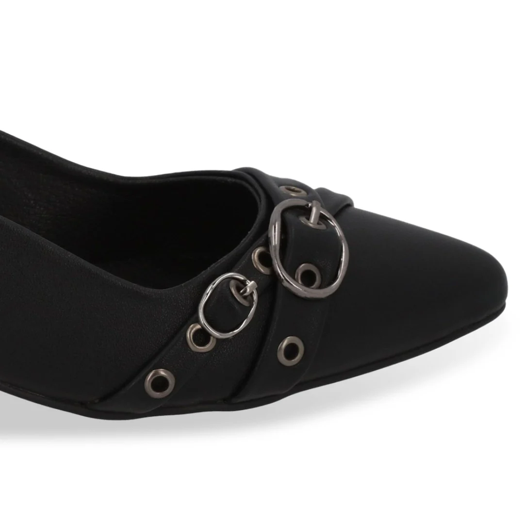 ZAPATILLA DE TACÓN NEGRO CON HEBILLAS 73143 - Image 6