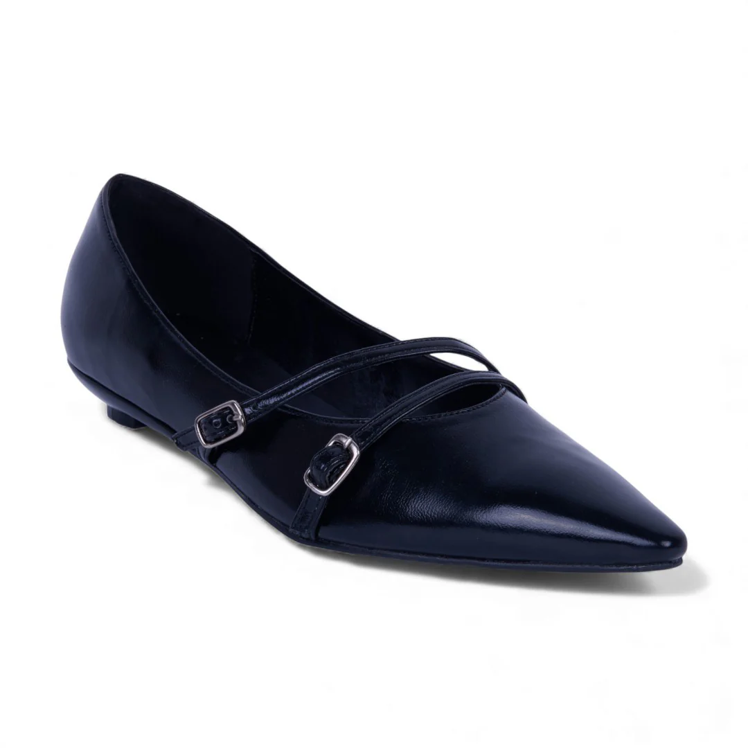 ZAPATILLA DE TACÓN NEGRO CON LÁTIGOS 18073