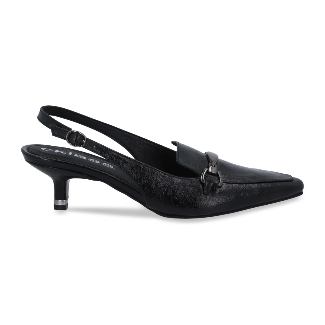 ZAPATILLA DE TACÓN NEGRO DESTALONADA CON LÁTIGO 73151 - Image 2