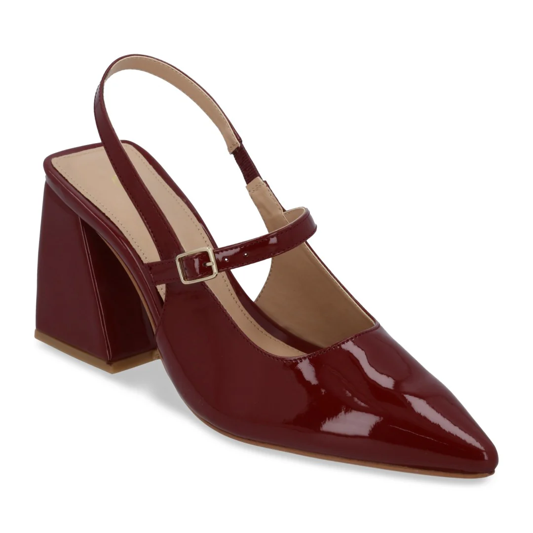 ZAPATILLA DE TACÓN TINTO ACABADO EN PUNTA 24157