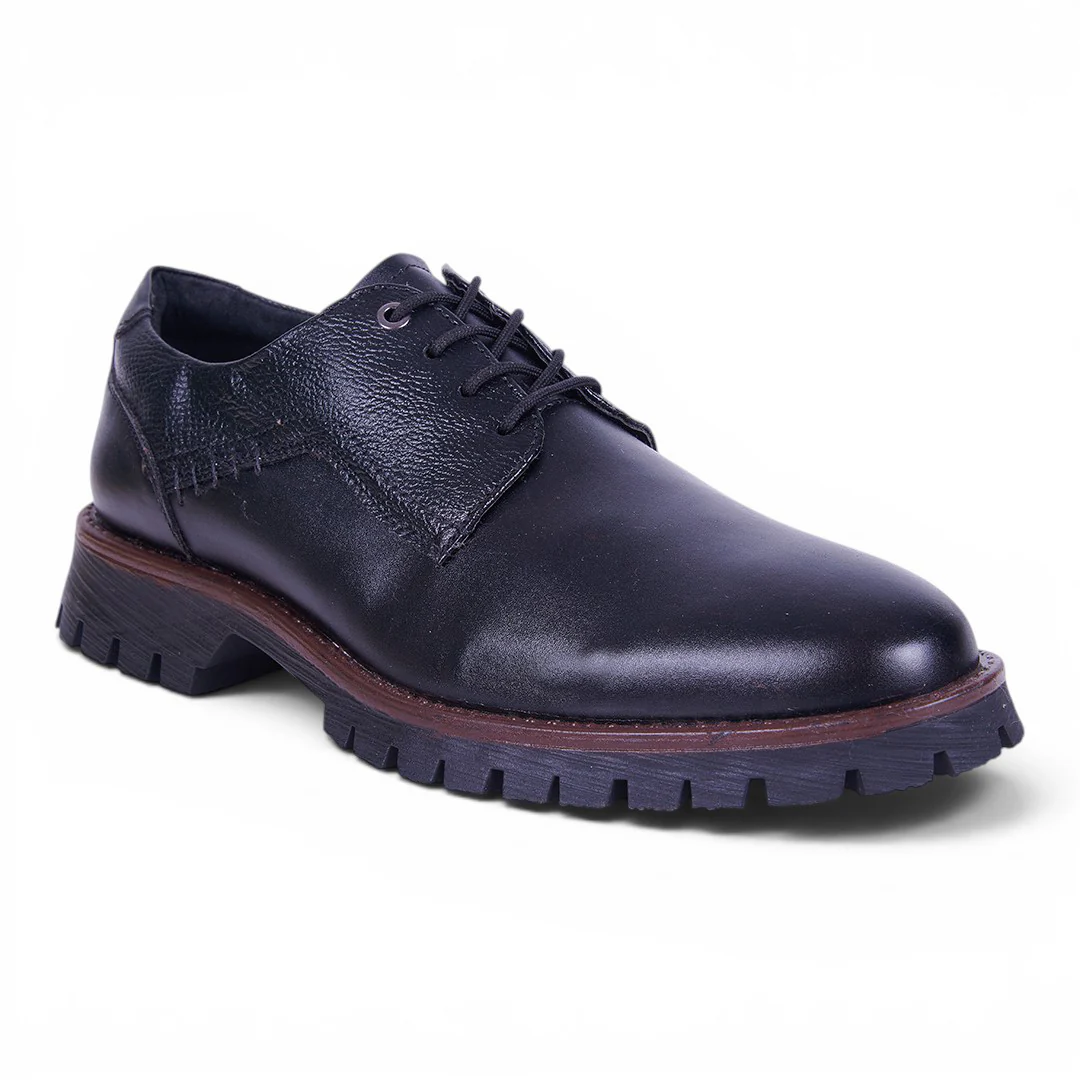 ZAPATO CASUAL LISO CON CORDONES NEGRO 12039