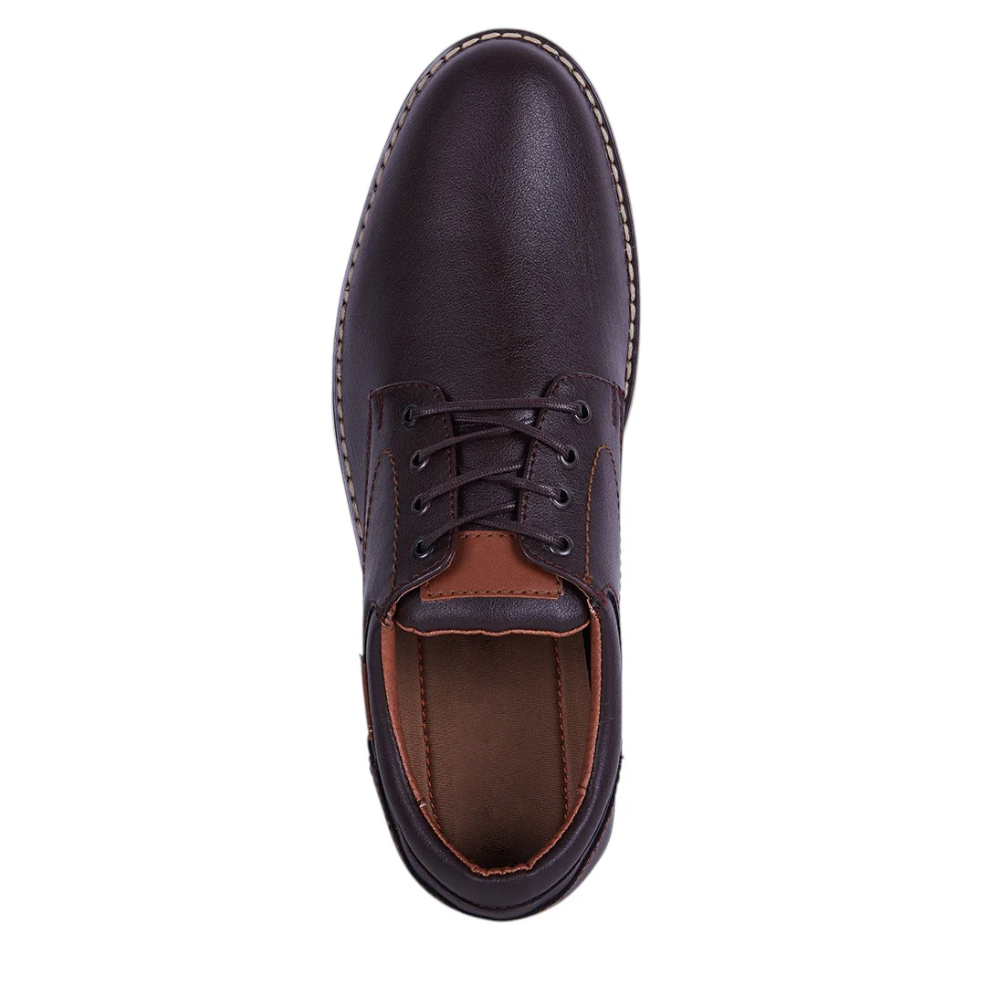 ZAPATO CASUAL LISO CON COSTURA VISIBLE CAFÉ 36530 - Image 5