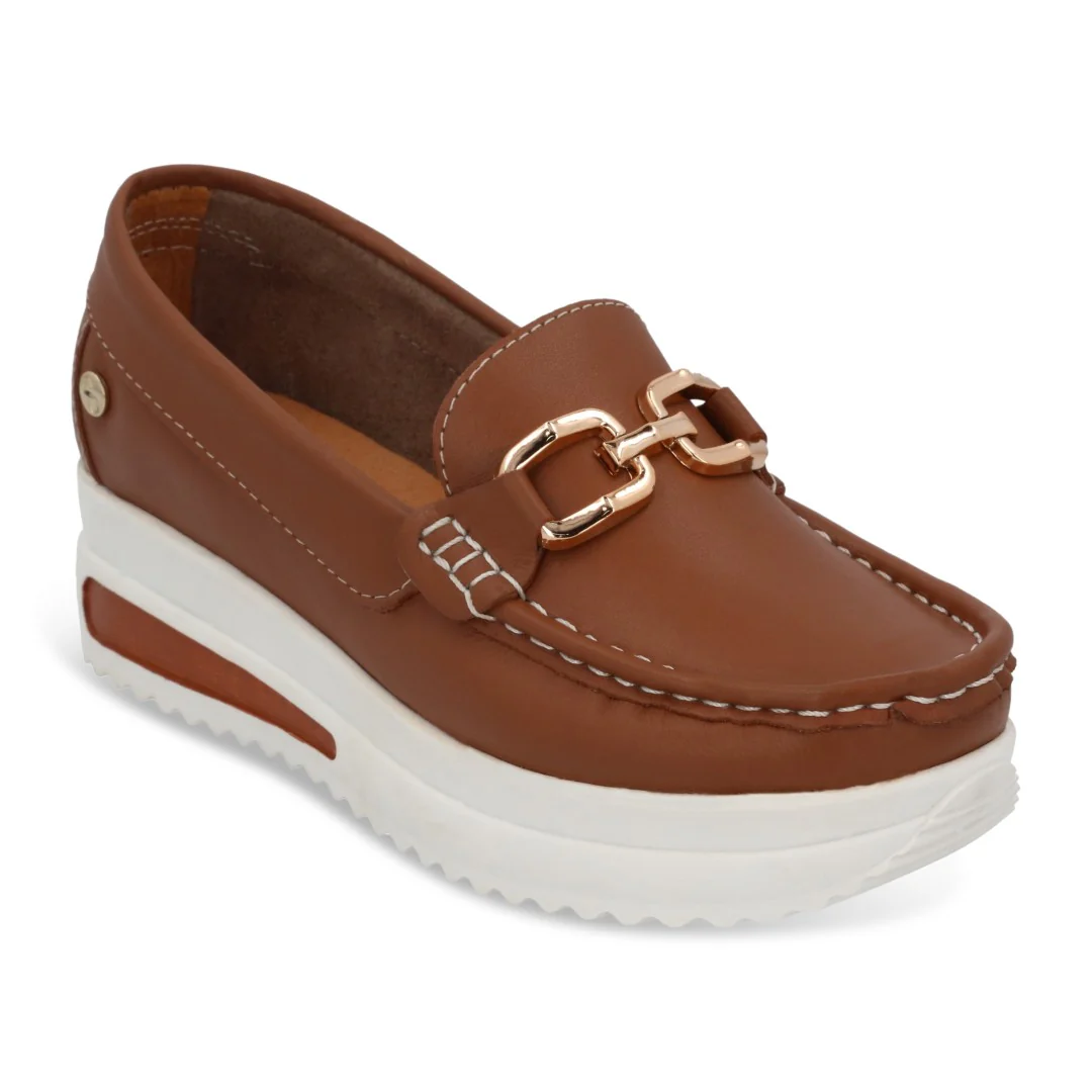 ZAPATO CASUAL MUJER MIEL CON HERRAJE 36342