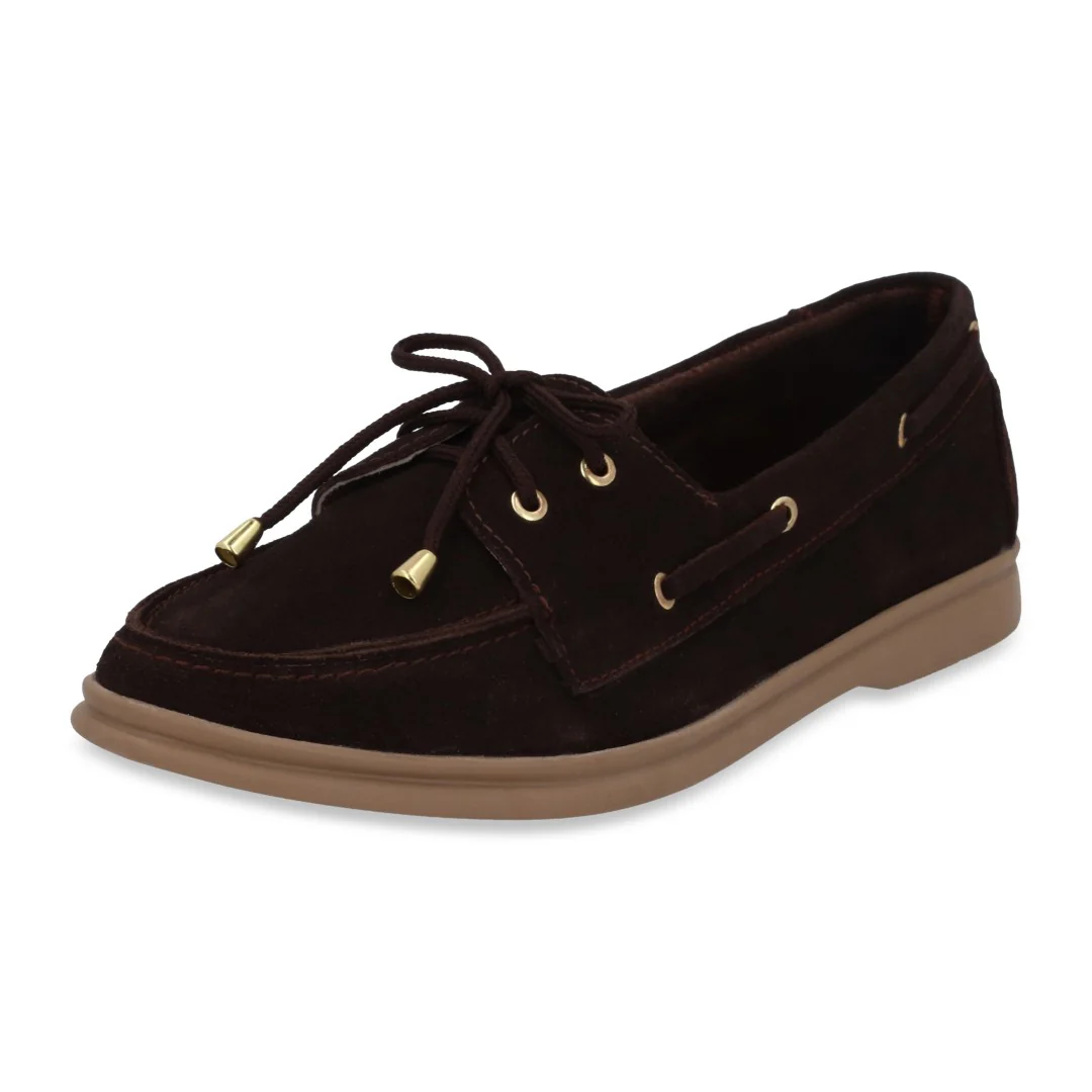 ZAPATO DE PISO CAFÉ DE GAMUZA NÁUTICO 45516
