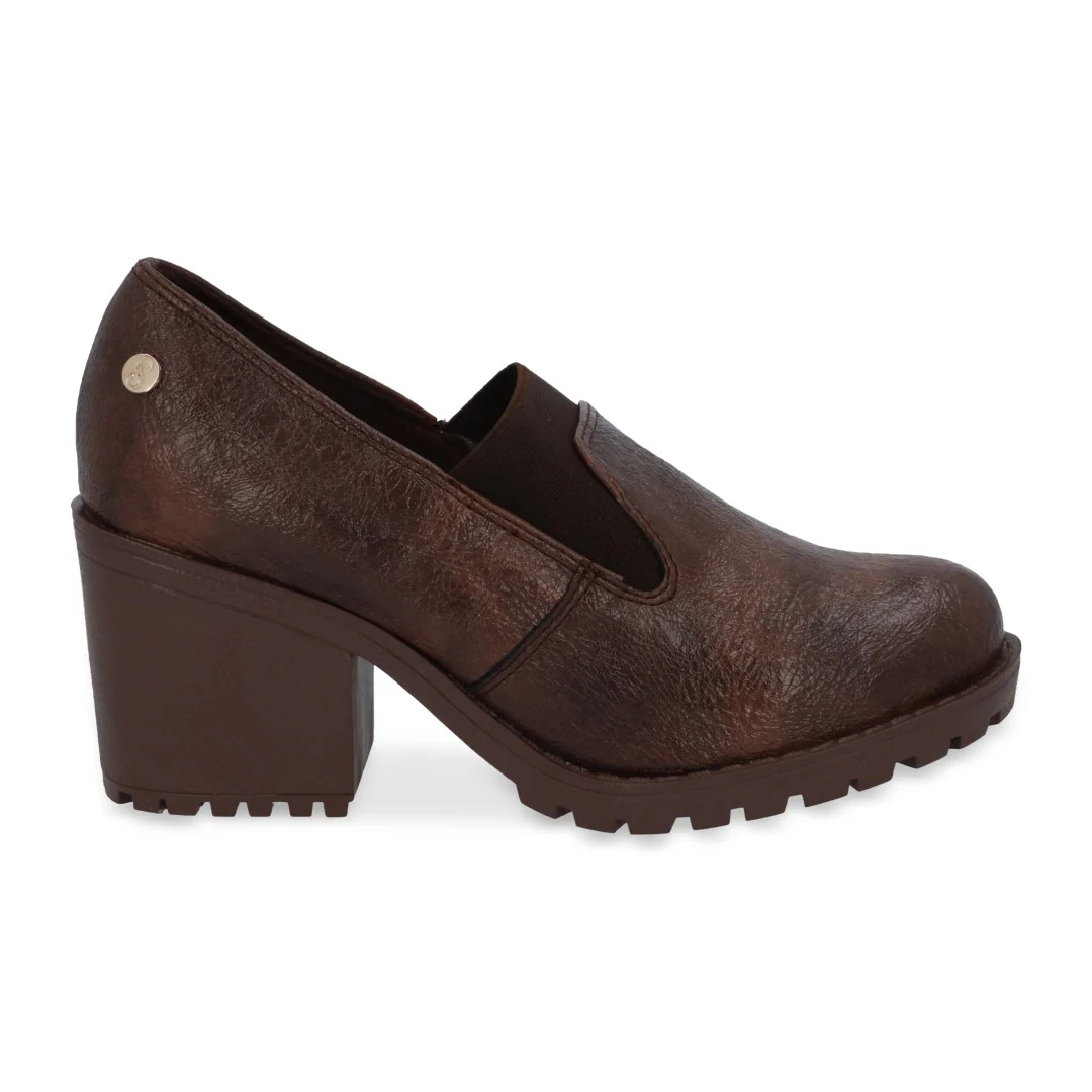 ZAPATO DE TACÓN CAFÉ CON ELÁSTICO 35536 - Image 2