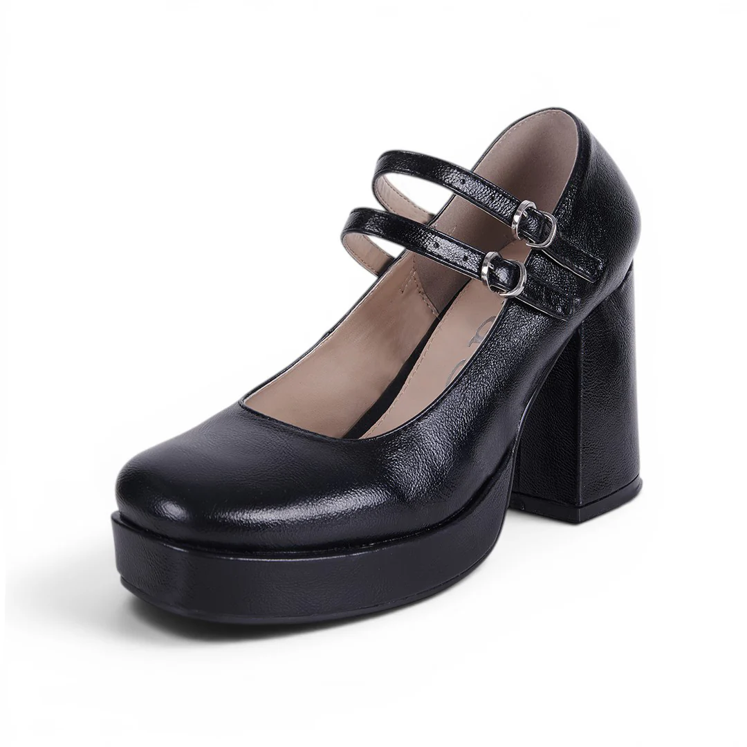 ZAPATO DE TACÓN DOBLE LÁTIGO NEGRO 01825