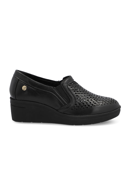 Mocasín flexible casual negro tacón 5cm 41025 - Image 2
